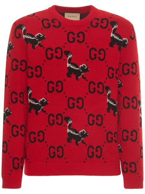 GG and skunk wool knit sweater 